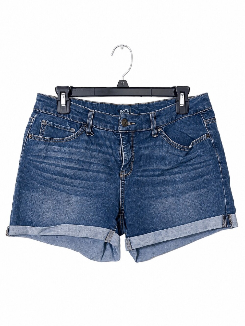 Time and Tru Dark Blue Rolled-Cuff Denim Shorts